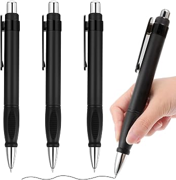 4pcs Big Fat Pens Writing Stability Giant Sized Ink Jumbo Oversize Pens Extra Large Ballpoint Black Fat Ball Point Retractable for Arthritis and Elderly Easy Thick Grip Black