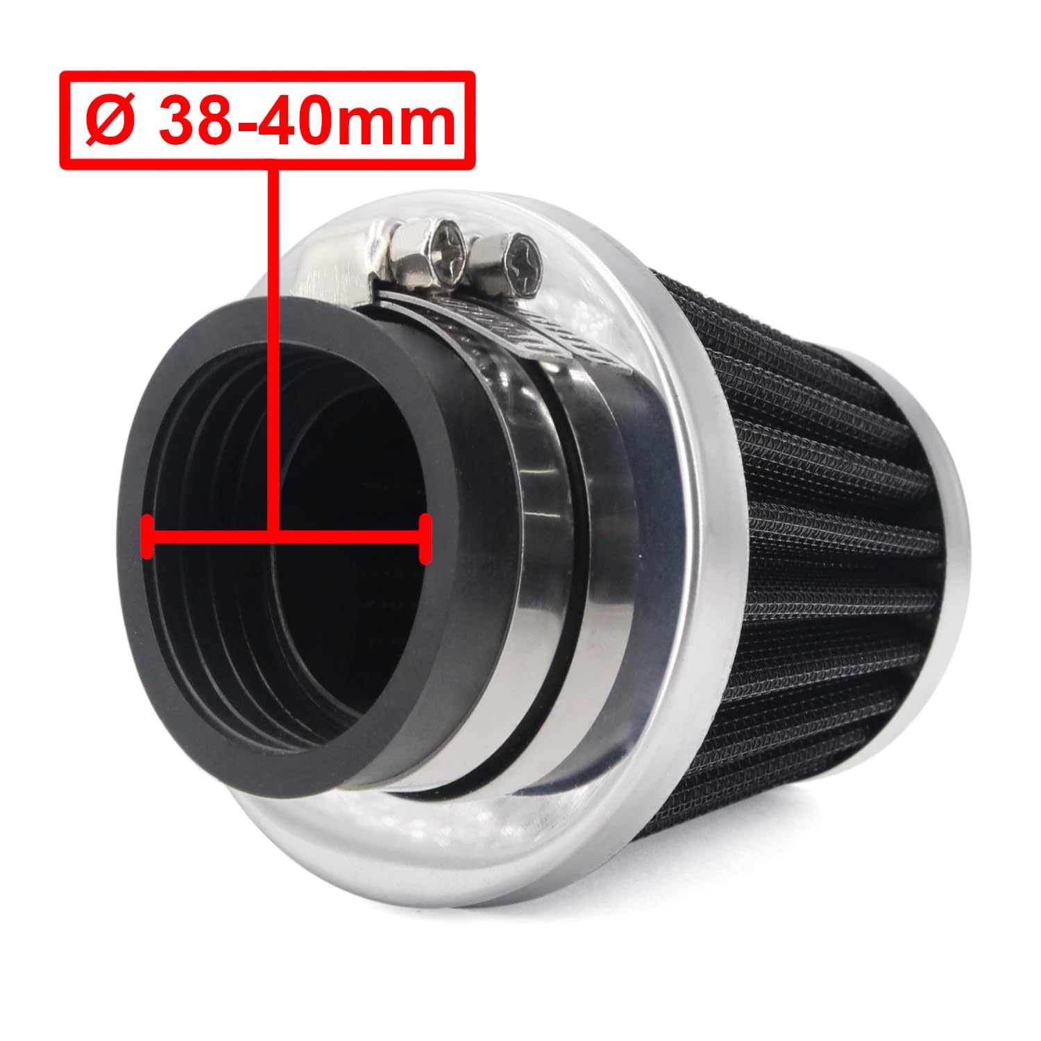 Filtro Aria Universale Per Moto, Quad E Scooter - Doppio Strato In Acciaio, Lavabile, Taglie 38-40mm - Foto 8