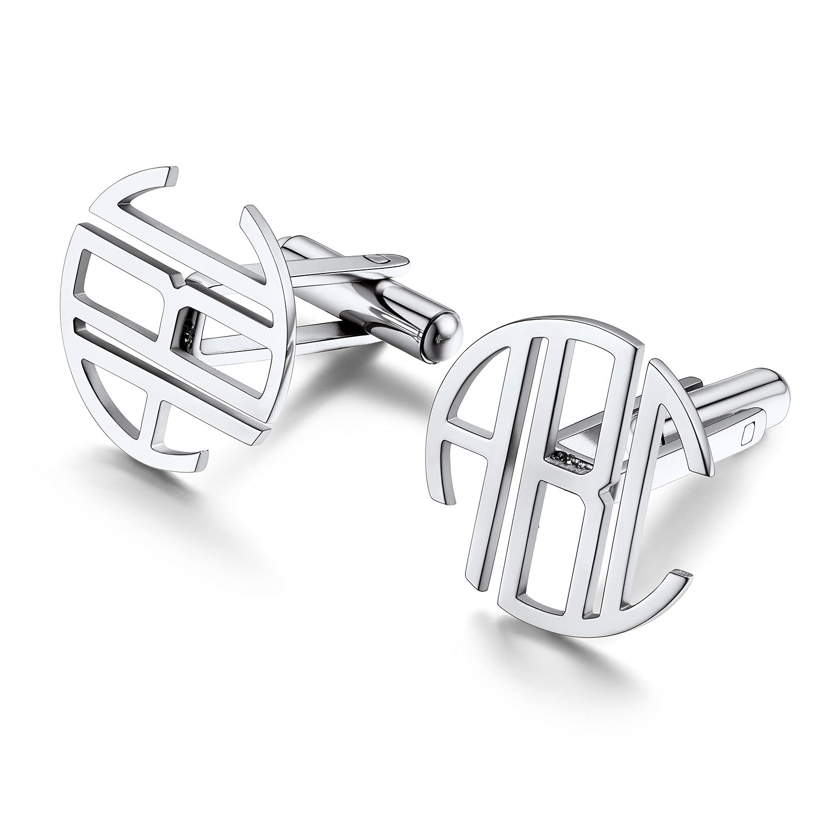 PROSTEEL Un Par de Gemelos Camisas Metal Poner Foto Letras para Padre Hijo Caballero Mujer, Cufflinks Gemelos Personalizables de Boda Trabajo, Viene con Caja de Regalo