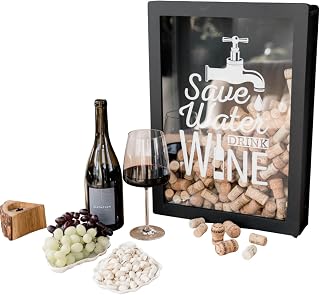 Wine Cork Box Personalized Holder - Custom Wedding Shadow Storage Rustic Gift - Shadowbox Hanging Holders Decor Memory Display Organizer - Prosecco Champagne Corks Keeper Art Housewarming Couple Gifts