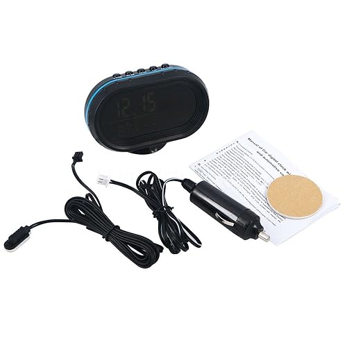 Miniatura 7 de Termómetro de coche LCD Digital Clock  MASO 12-24V Multifuncional Temperatura Voltímetro Medidor Electrónico Reloj Alarma Monitor con 2