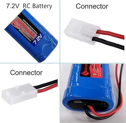 Miniatura 2 de Paquete de baterías OXWINOU de 7.2V 3800mAh, batería plana NiMH de alta capacidad, batería de repuesto para automóvil RC, camión RC, tanque de