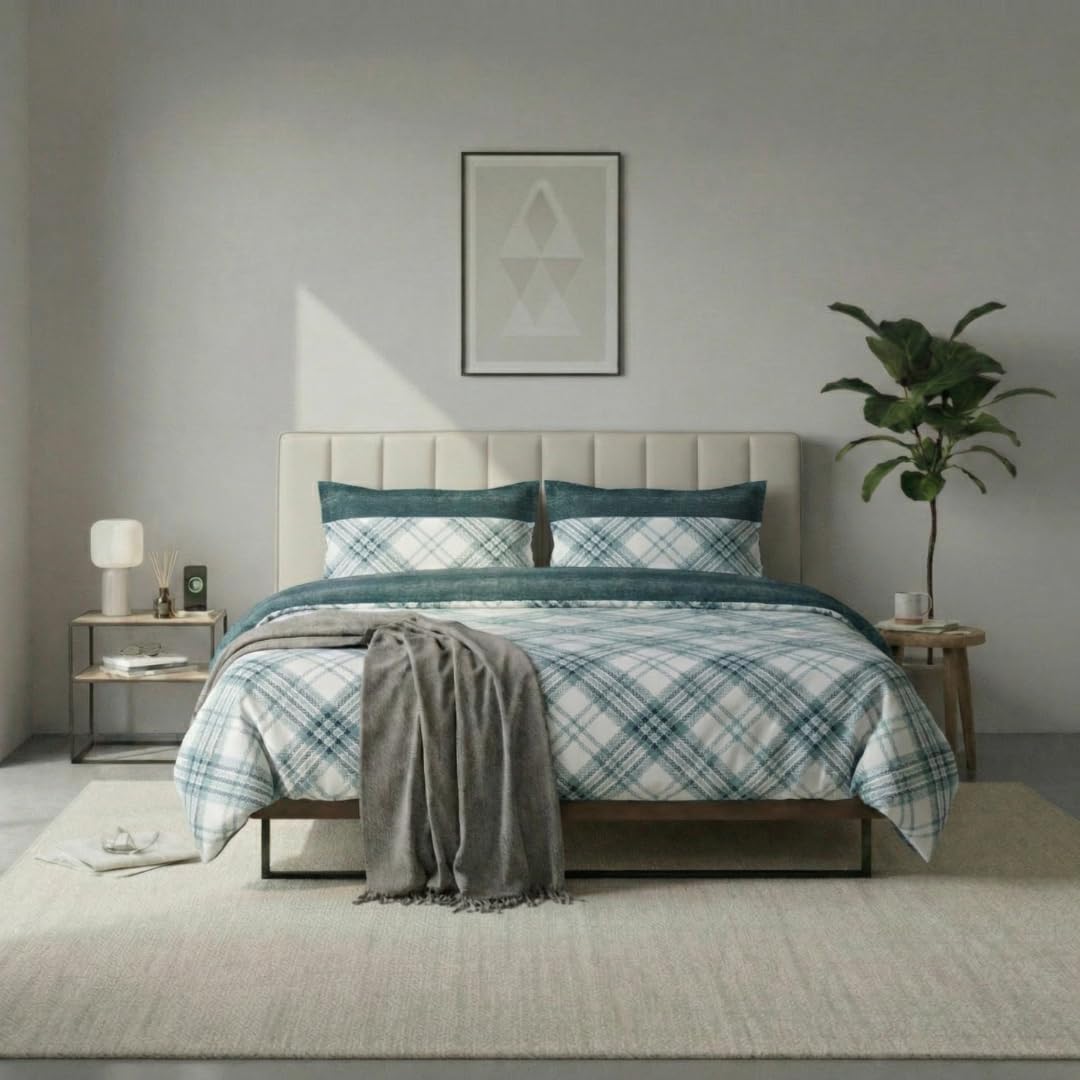 Jenny Sesàl Scottish Cotton Sheet Set – Sheet Set + Pillowcases (Green, Double)