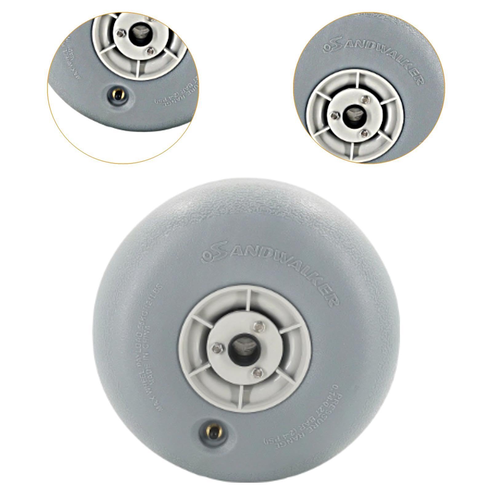Amagogo Ruote per palloncini da spiaggia grigie, resistenti, ad alte prestazioni, pneumatici gonfiabili da 9 pollici per carrelli da spiaggia, 22.5 Boccola