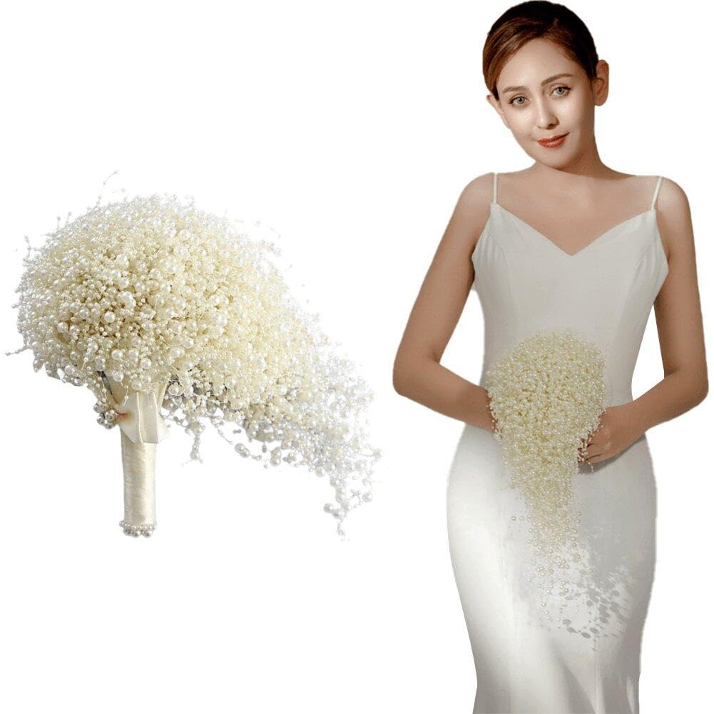 Hrippy Style 1 Bridal Bouquet Artificial Pearl Bouquet Romantic Wedding Bouquet For Wedding Party Photo Shooting Accessory