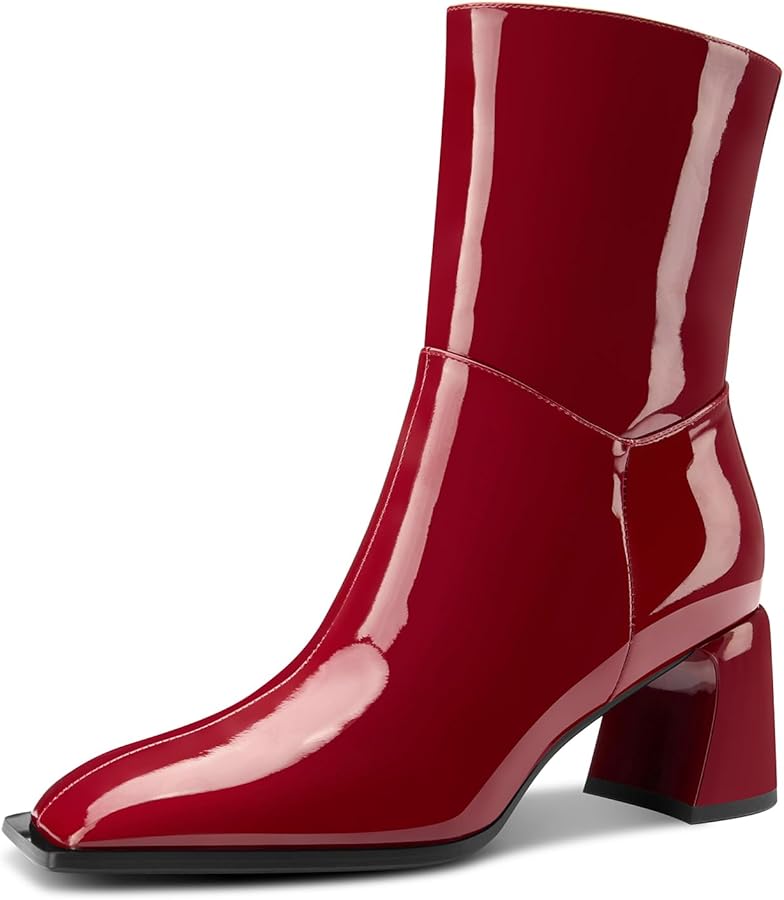 Amazon.com | Aachcol Womens GoGo Boots Square Toe Block Mid Heel