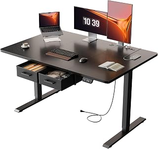 HLDIRECT 昇降デスク電動 高さ72-117cm 幅120cm 奥行き80cm | 電源タップと布製引き出し付き オフィスワークテーブル 【耐荷重80kg・高さ記憶機能付き】スタンディングデスク 自動静音昇降 収納フック搭載 パソコンデスク 組立て簡単