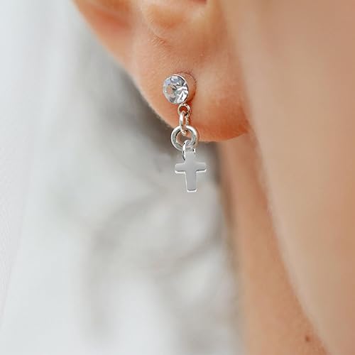 Miniatura 7 de VILLCASE Cuentas de cruz, 10 dijes de cruz para bricolaje, colgantes de cruz de acero inoxidable, cuentas sueltas espaciadoras religiosas para