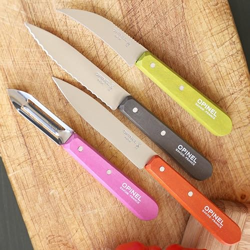 Miniatura 31 de Opinel Les Essentials - Juego de cuchillos de cocina pequeños de 4 piezas, cuchillo de pelar, cuchillo dentado, pelador, cuchillo para verduras, 50S