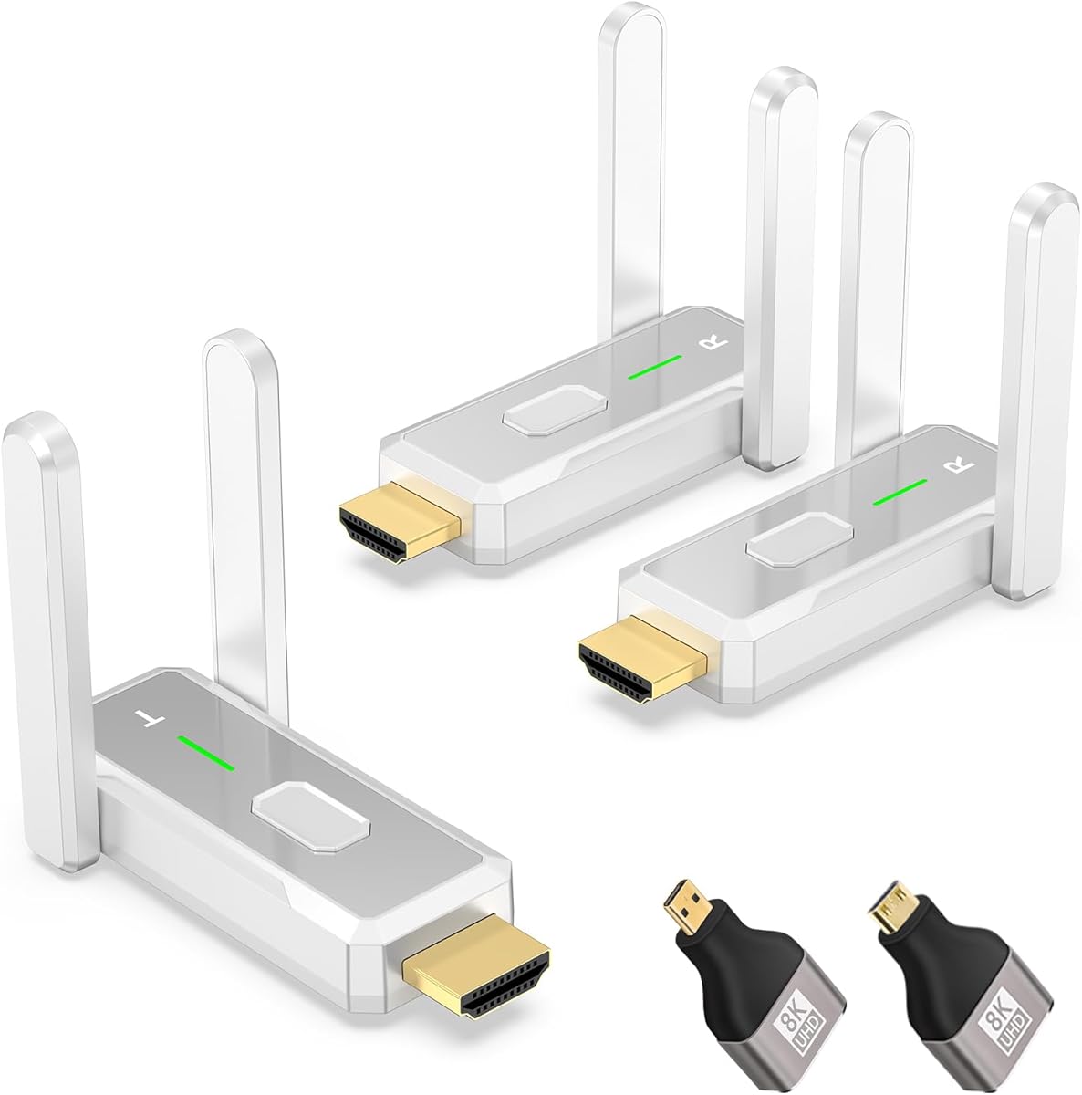 Wireless HDMI Transmitter and 2 Receivers, 500 FT/150M, 2.4G+5G Plug & Play, 1080P HD Audio and Video Transmission, Suitable for Laptops, Desktops, TV Boxes, Projectors to Monitors