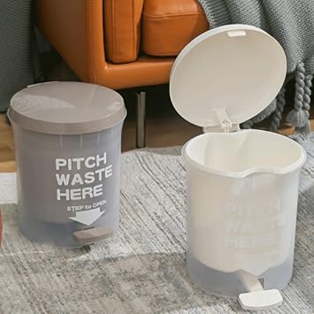 Trash Can Clear Plastic Trash Can with Lid,Step-On Pedal Garbage Can,Garbage Bin with Inner Barrel for Kitchen Bathroom Office Living Room Wastebasket (Color : Brown)