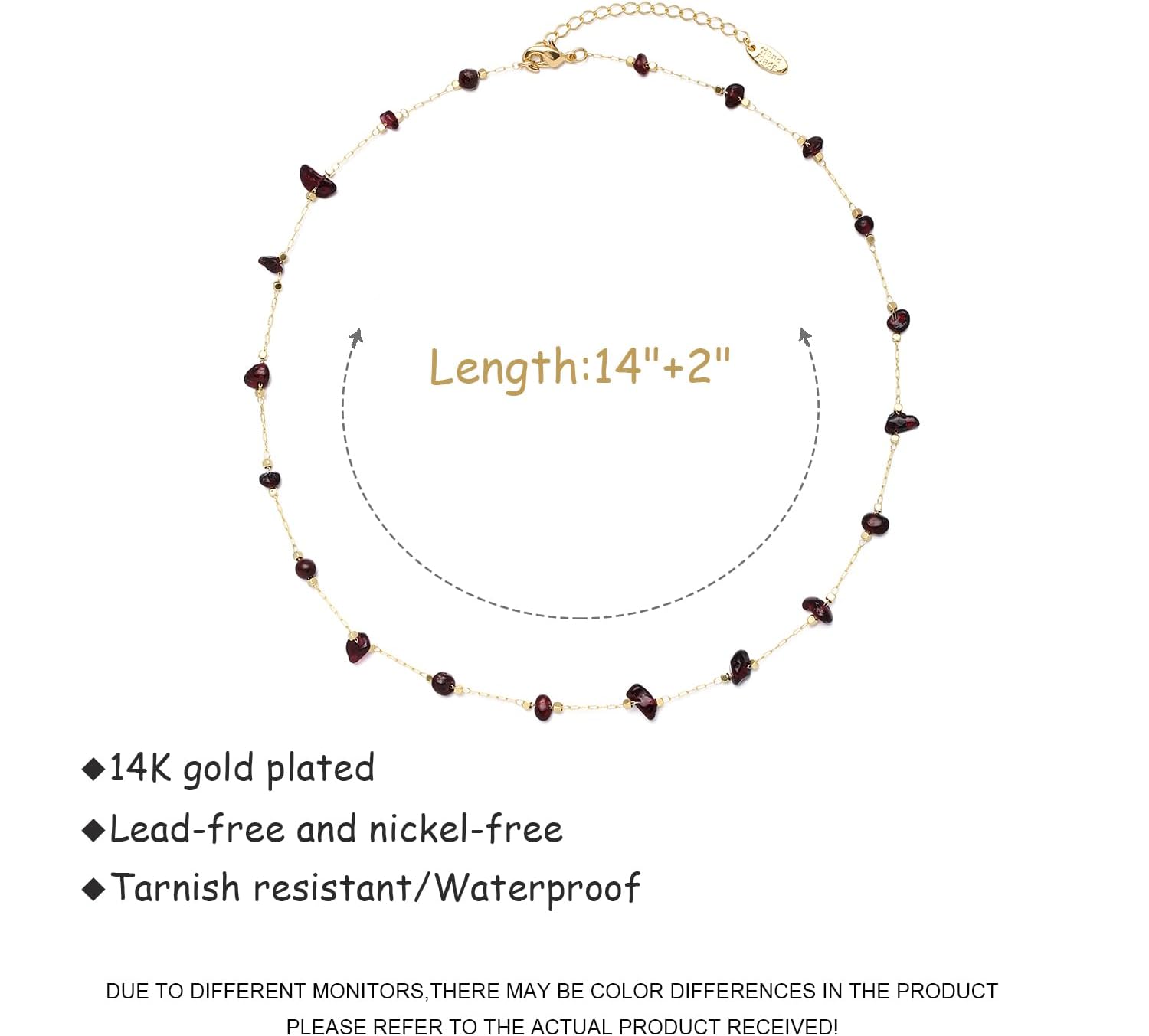 14K Gold Plated Dainty Choker Necklace, Handmade Crystal Beach Beads Necklace Chain Jewelry, Adjustable Gold Chain Delicate Fashion Choker Necklace Jewelry Gift for Women - Image 6