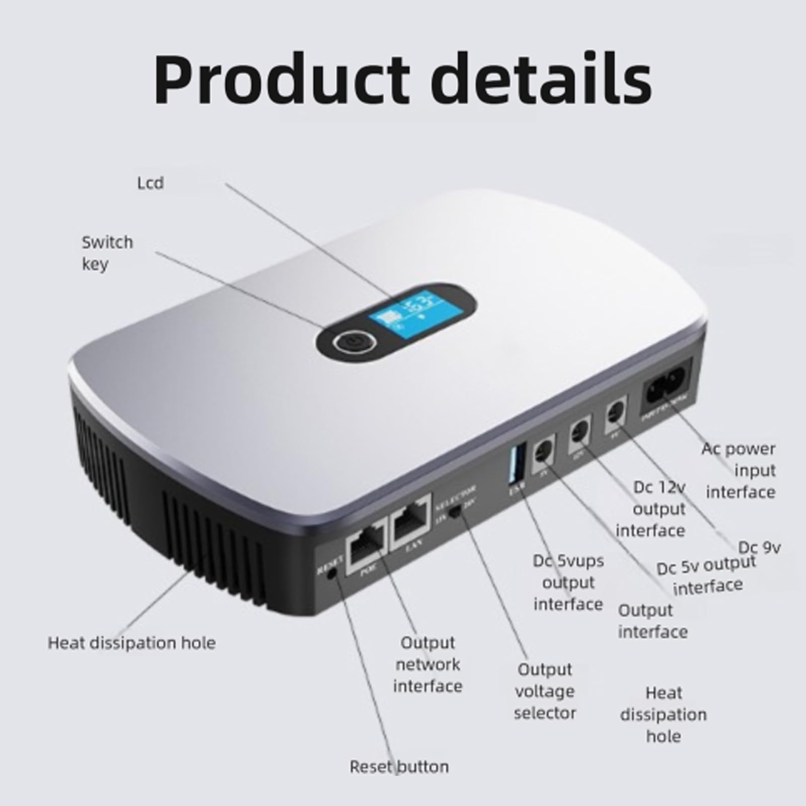 Eujgoov 10400 Mini o Dużej Pojemności Mini UPS Prąd Kopii Zapasowej Zasilacz Adaptacyjny Urządzenie Prąd Wyjściowy Kamera Router Optyczny Wbudowany w Adapter POE15V (wtyczka UE)