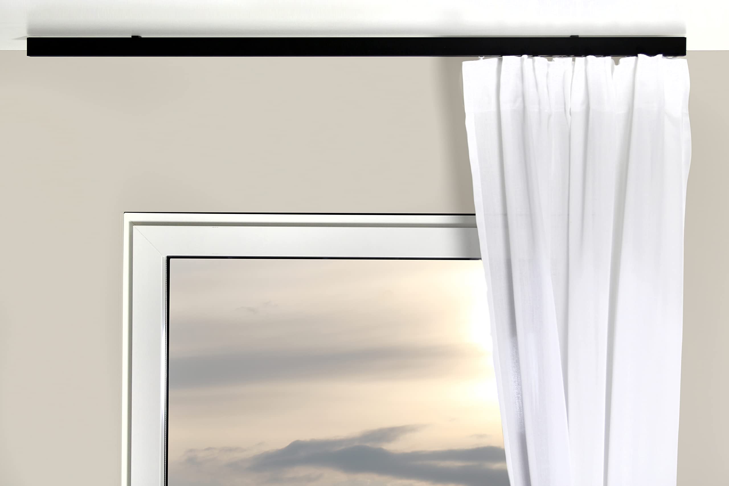 Deco-Raum Asta per tende su misura con binario interno angolare, per montaggio a soffitto, porta tende, tenda a pannello, binario interno per tende nere, 140 cm