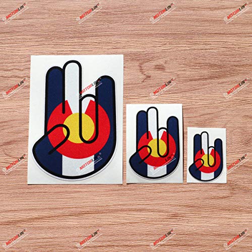 Shocker Hand Colorado State Flag Vinyl Decal Sticker - 3 Pack Reflective, 2 Inches, 3 Inches, 5 Inches - for Car Boat Laptop Cup Phone