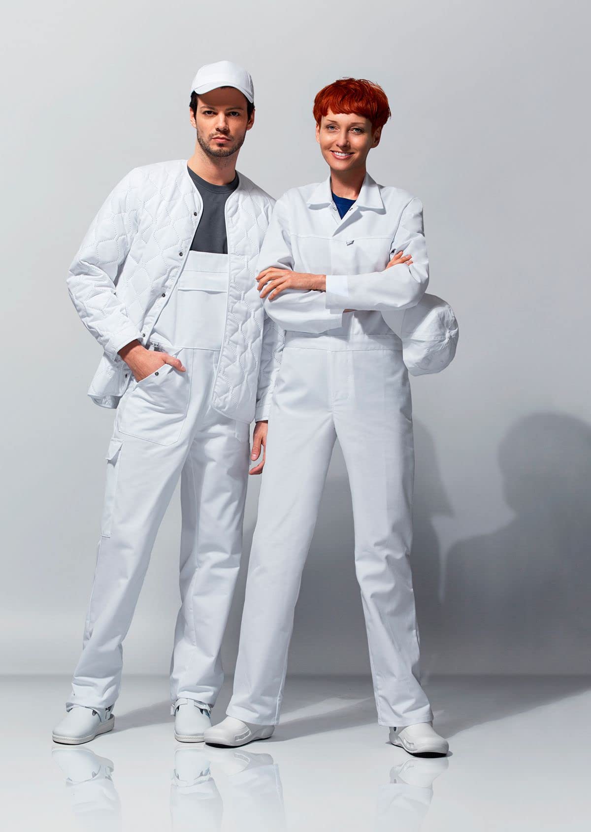 BP 1681-558-21-Ln Unisex Arbeits-Latzhose, mit elastischer, verstellbarer Taille, 245,00 g/m² Stoffmischung, weiß, Ln