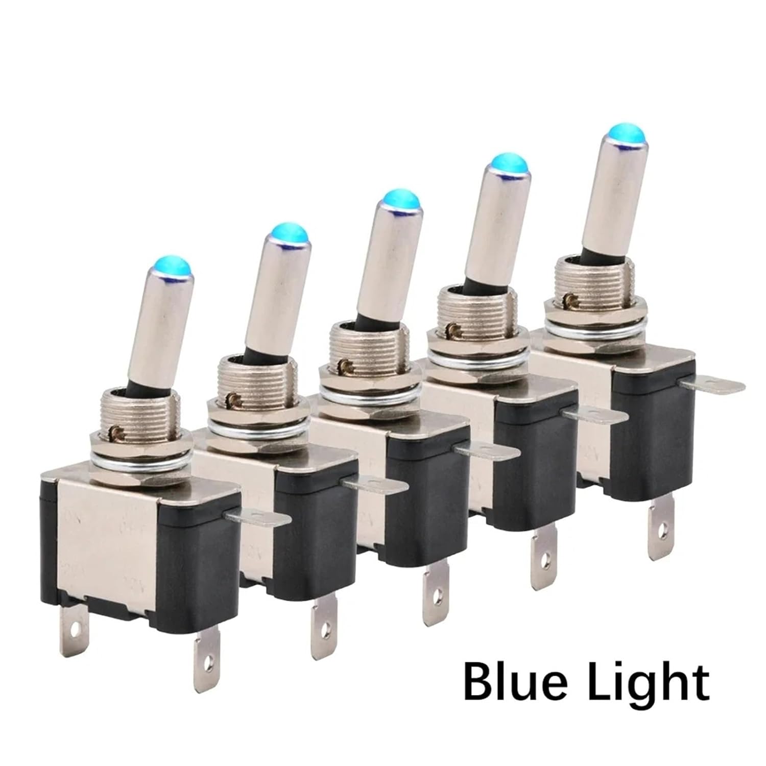 5pcs Illuminated 12V DC Toggle Switch Latching 2 Position 3pin ON Off 20A LED Light Red Green White for Car Auto Boat Truck (Color : Blue LED, Size : 5pcs)