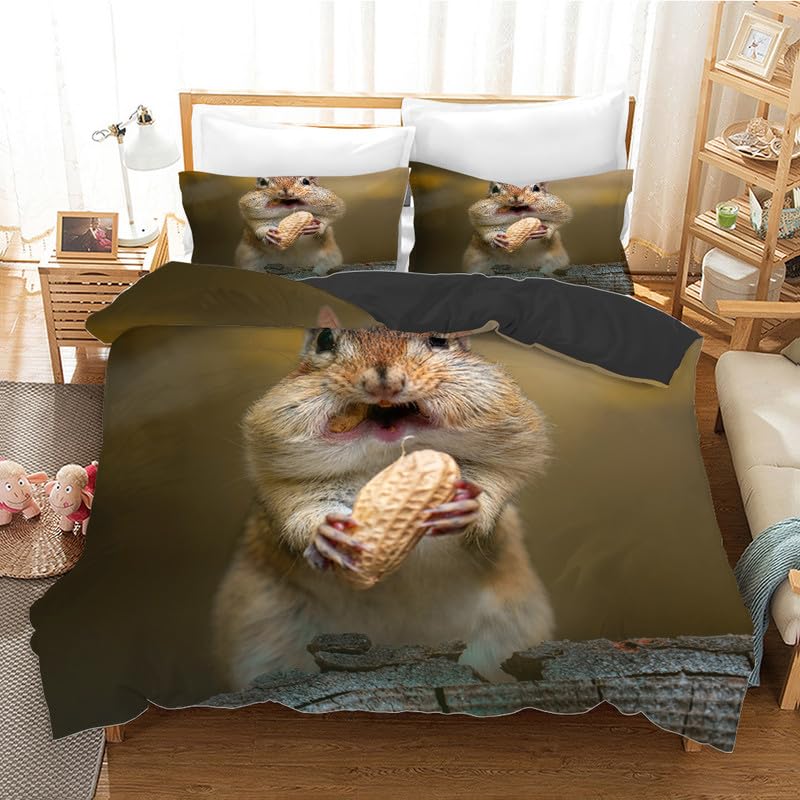 Parure de lit 240 x 260 cm vert foncé avec housse de couette imprimé hamsters et taies