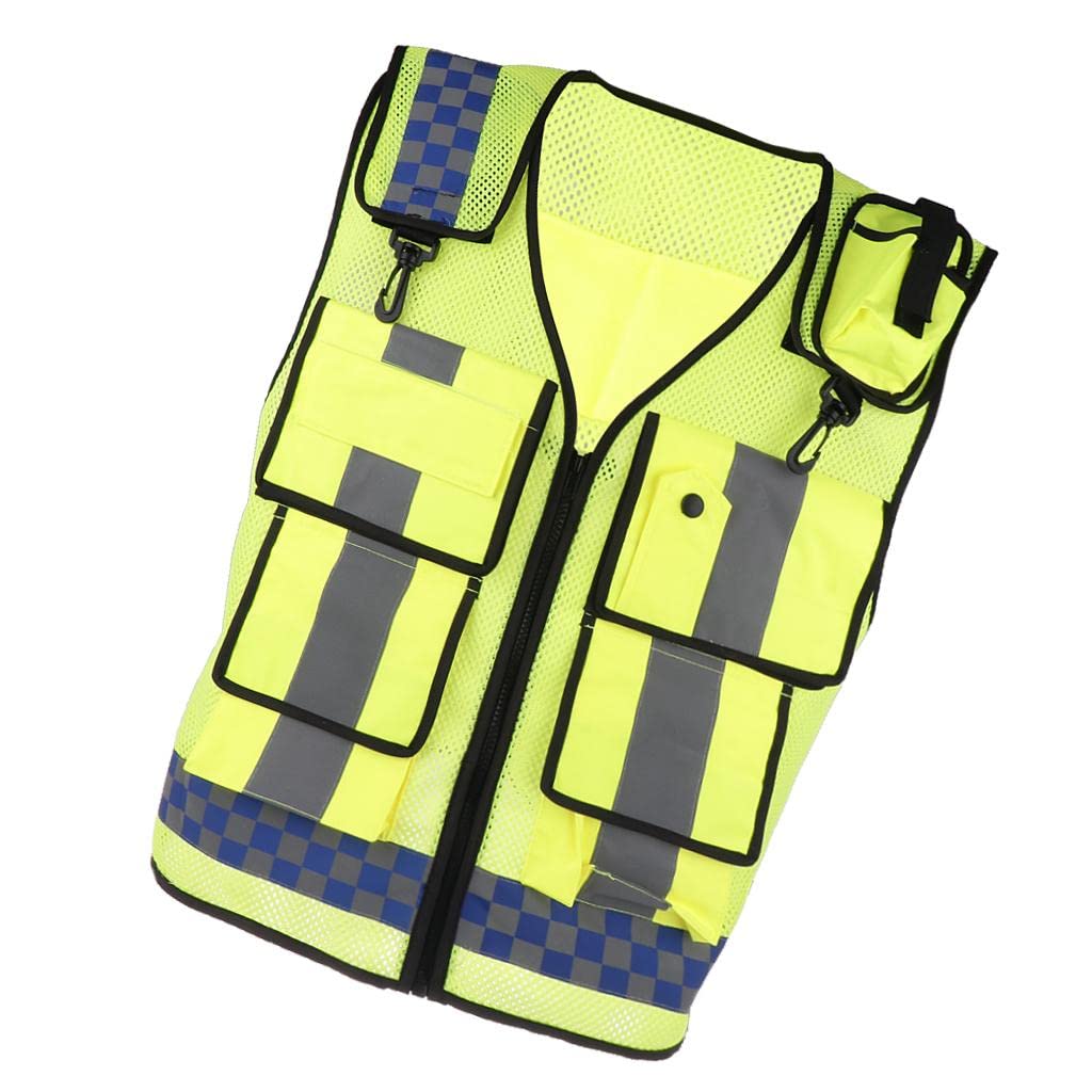 Gilet Riflettente Zipper Front Gilet Alta Visibilità con Strisce Riflettenti Gilet Rete Traspirante Giacca Poliestere