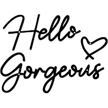 Hello Gorgeous Metal Wall Art Decor Minimalist Metal Words Hello Gorgeous Sign Farmhouse Decor for Home Bathroom Vanity or Makeup Room Living Room Bedroom Office Hotel Wall Decoration Black