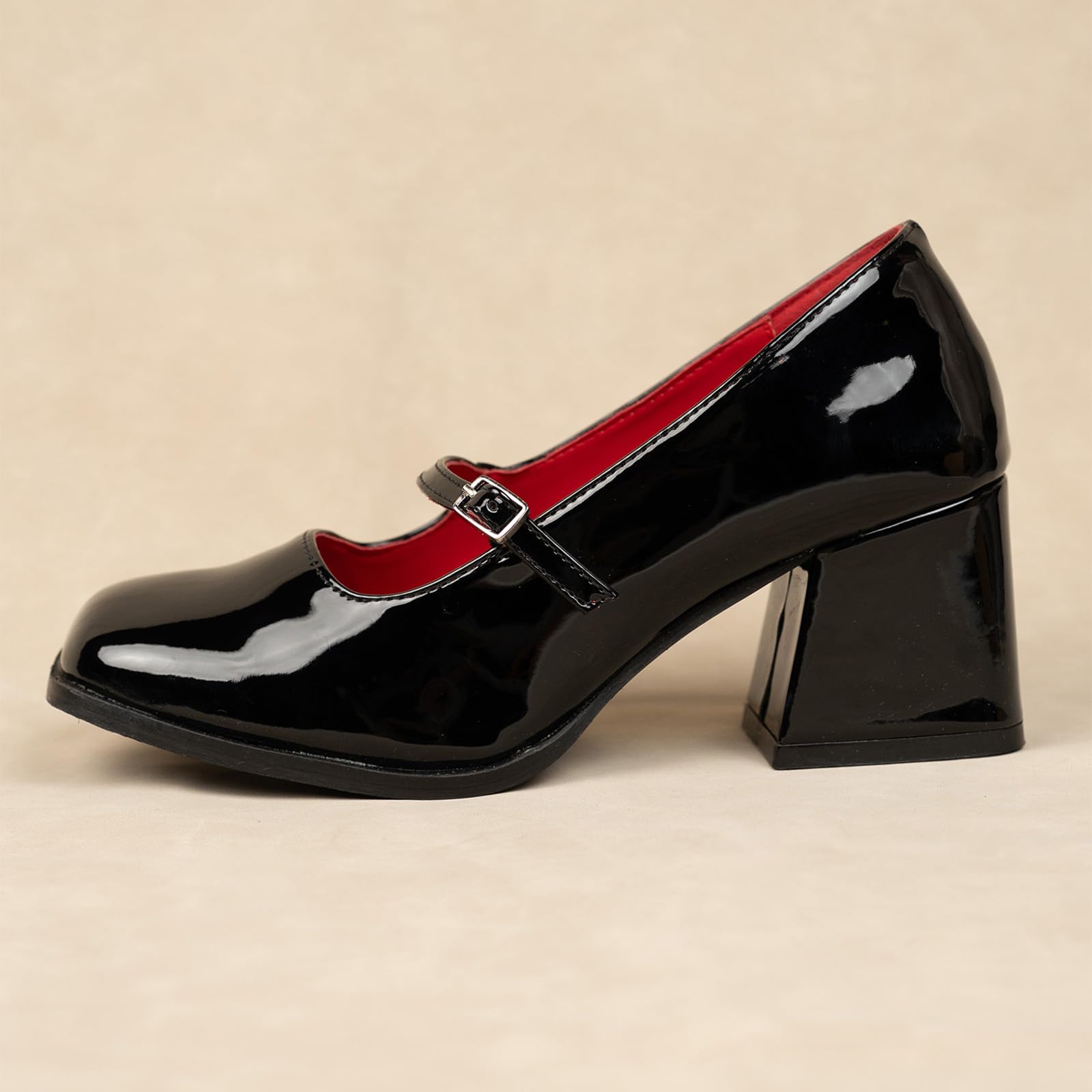 Theater Women Shrimpton Mary Jane Block Heels | Single Strap Round-Toe Pumps | Stylish & Comfortable Sandals for Office & Casual Wear 1