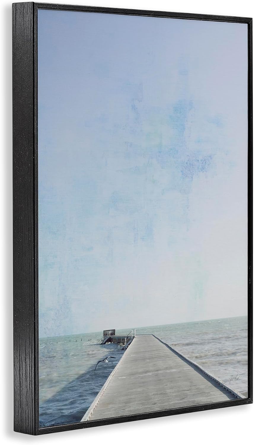 'Soothing Pier in Distance'| Framed Giclee Art | Stupell Industries | Black, 16 x 24 Inches, Easy to Hang and Sturdy, Made in USA, by Deborah Revell