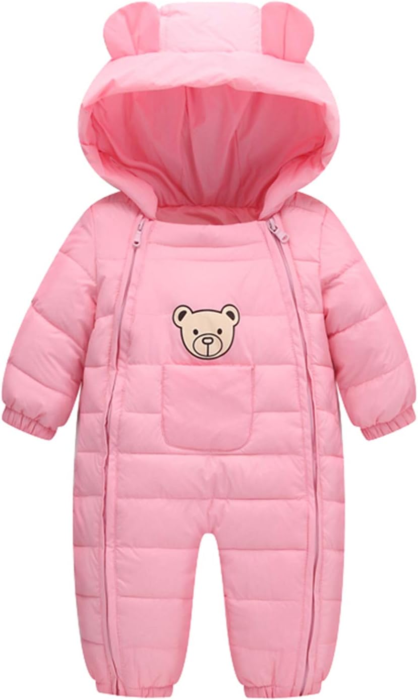 Toddler Cotton Snowsuits Baby Winter Coat Infant Double Zipper Windproof Romper