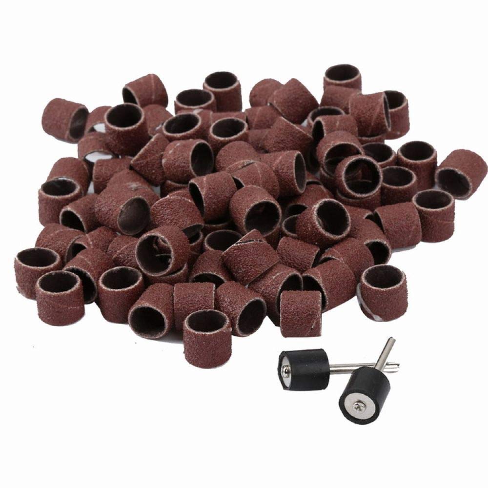 Kit 100 Bandes Abrasives Grain 80 + 2 Mandrins - Pour Outil Rotatif Type Dremel
