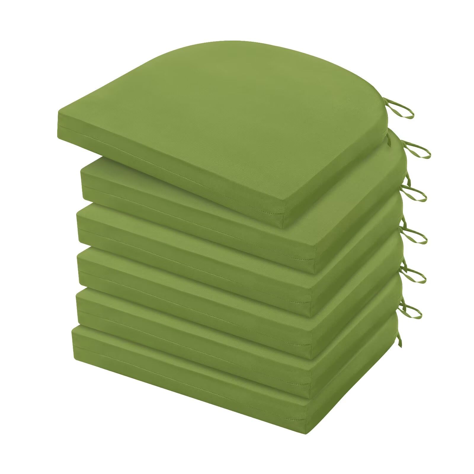 Photo 1 of HARBOREST Outdoor Chair Cushions Set of 6, Water Resistant Patio Chair Cushions with Ties, Outdoor Seat Cushions for Patio Furniture, 17"x16"x2", Grass Green