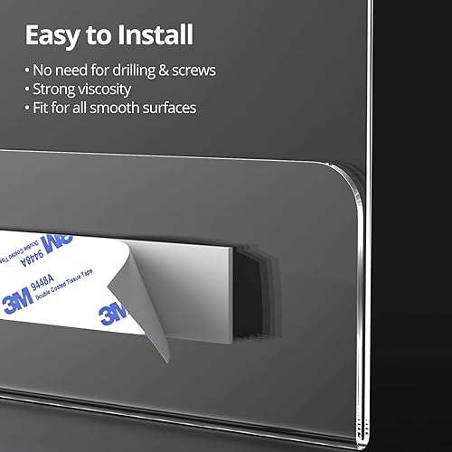 Miniatura 3 de PecMuikee Soporte acrílico para letrero de pared de 8.5 x 11 pulgadas, soporte de pared acrílico sin perforaciones y marco de exhibición de papel de