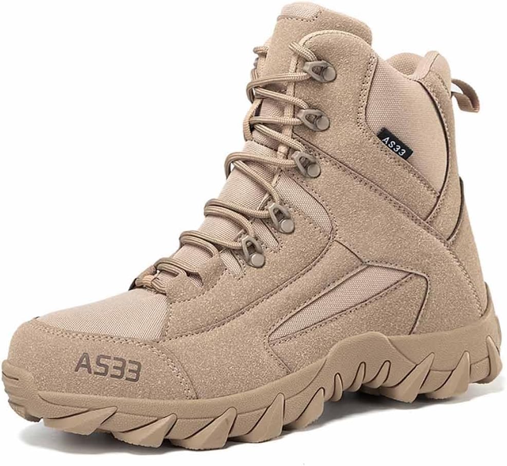 NVBHOF Tactical Boots for Men, Lightweight Breathable Durable Suede Leather Military Work Boots, Men's Military Tactical Combat Boots, for Desert Hiking Boots