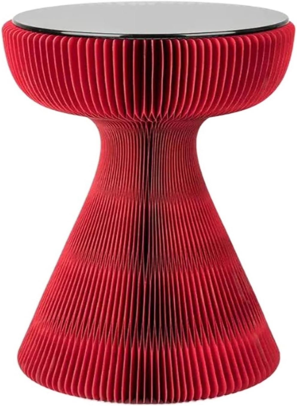 Small Coffee Tables Folding Side Table, 13 x 21 Inch Round Table, Small Decorative Bistro Center for Home Decor(Red+Gray Glass)