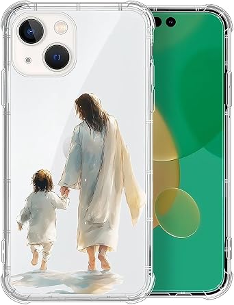 Case for iPhone 13,Crystal Clear Shockproof Cover with 4-Corner Airbag Technology, Military-Grade Protection Design for iPhone 13 Case - Aesthetic Jesus Christian Bible Verse