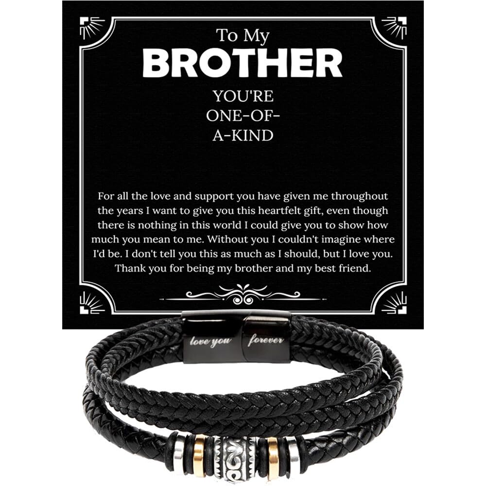 To My Brother Bracelet, Bracelet for Brother from Sister, Gifts from Mom and Dad, Birthday Gift with Message Card and Box