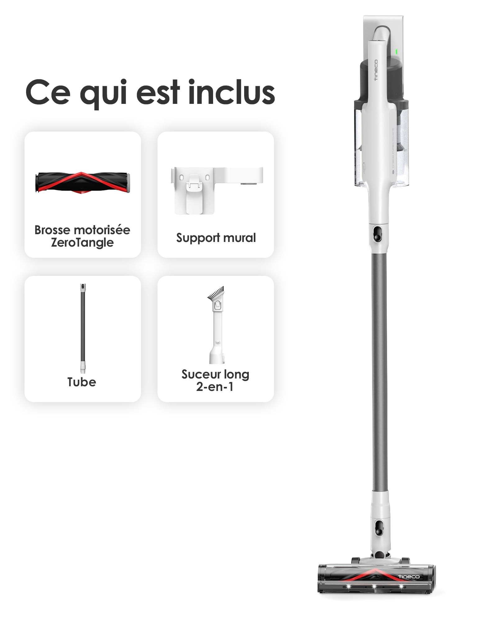 Tineco Bezprzewodowy odkurzacz A30S, ssanie 160 W, czas 60 minut, zbiornik na kurz 1 l, szczotka ZeroTangle, technologia PureCyclone, światło LED