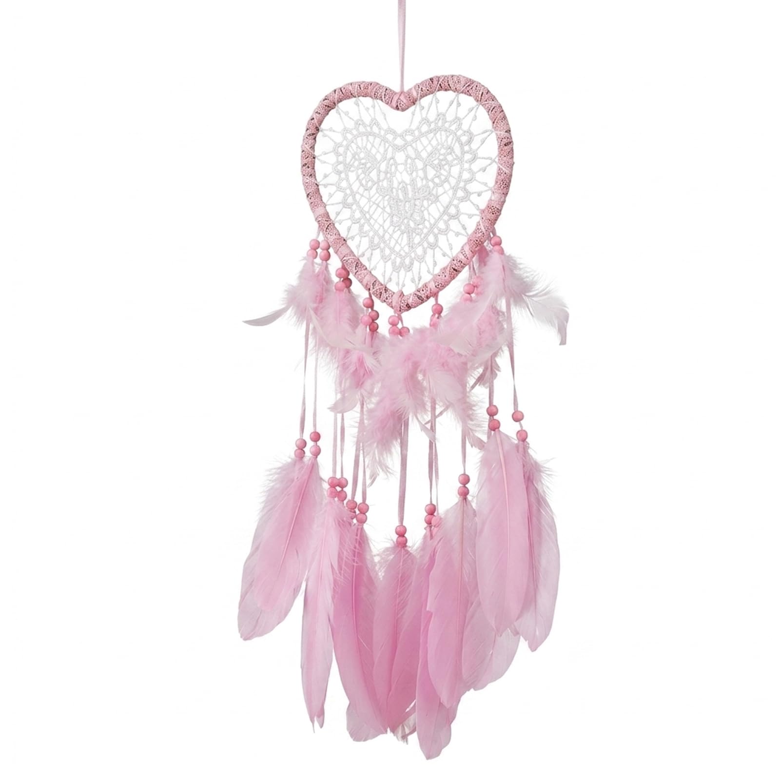 Pink Dream Catcher, Dream Catcher for Bedroom Wall Decor, Sweet Dreams Protection for Rooms, Wedding Blessing Gift, Home Office Aesthetic Enhancement, Pink Heart Design Dream Catchers