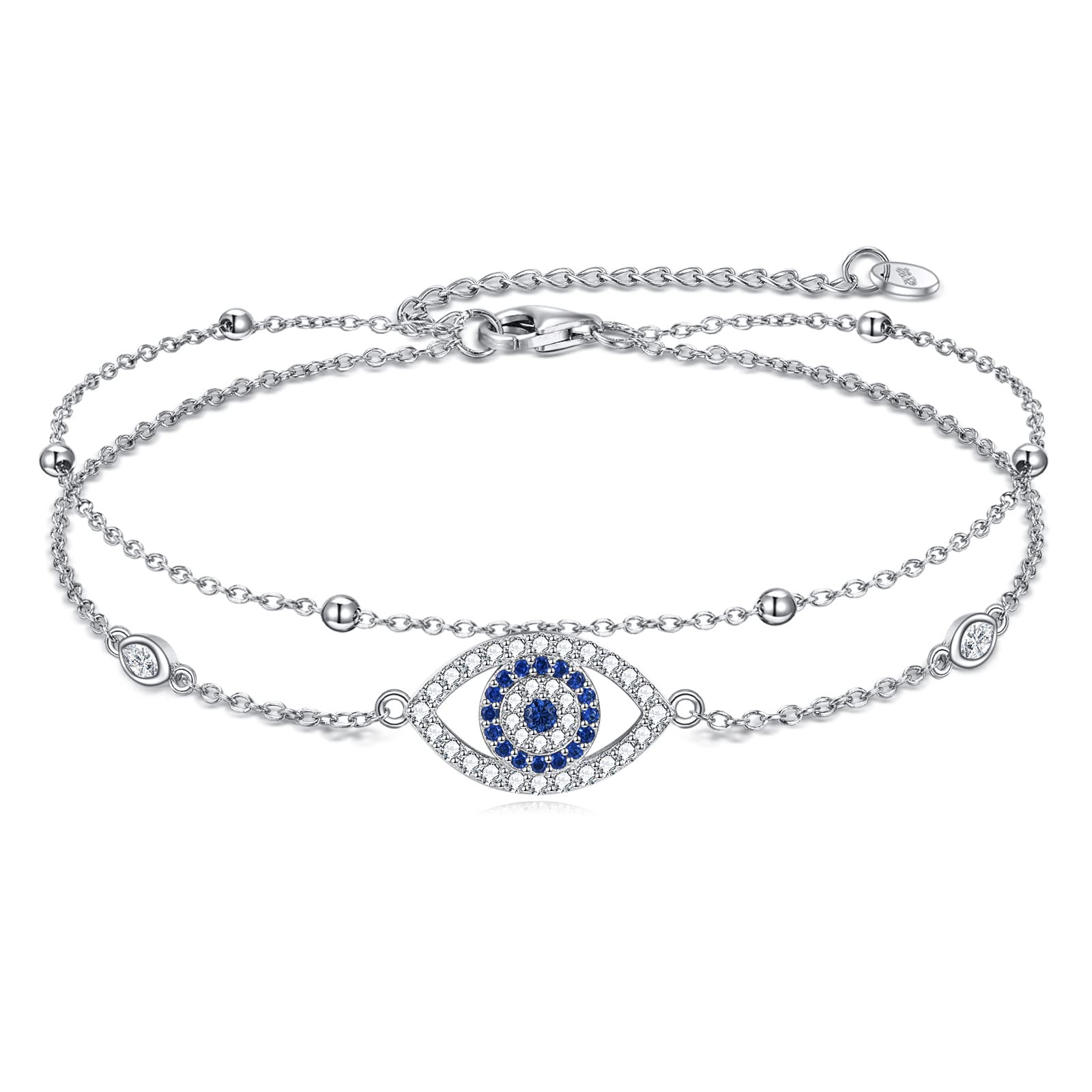 VONALA Cavigliera da donna in argento Sterling con ciondolo a doppio strato con ciondolo a forma di cuore celtico con zirconia cubica regolabile