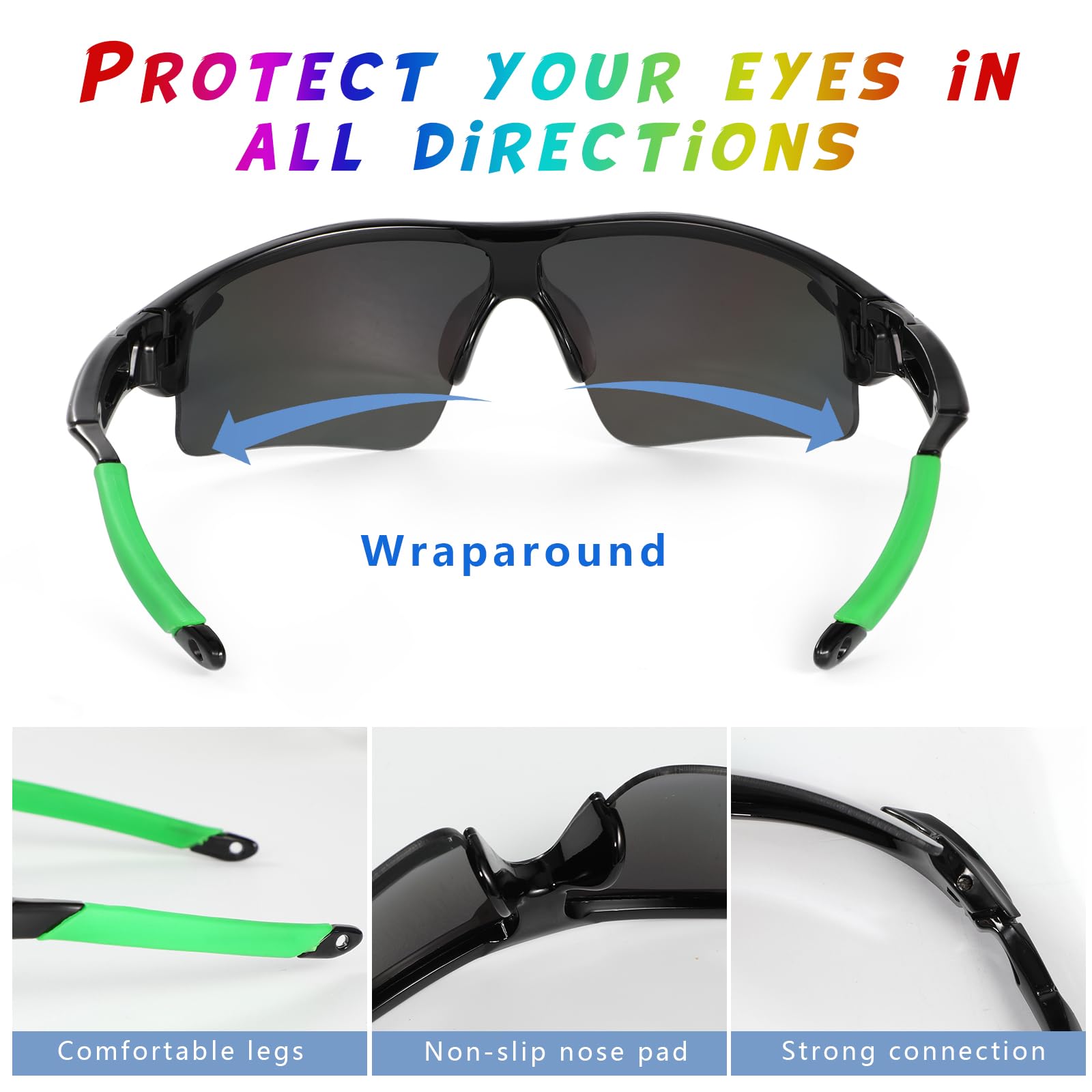 Hifot 2 sztuki okularów przeciwsłonecznych dla dzieci, młodzieży, okulary rowerowe, dla nastolatków, okulary sportowe, szybkie okulary UV400, ultrafioletowe promienie słoneczne, do jazdy na rowerze,