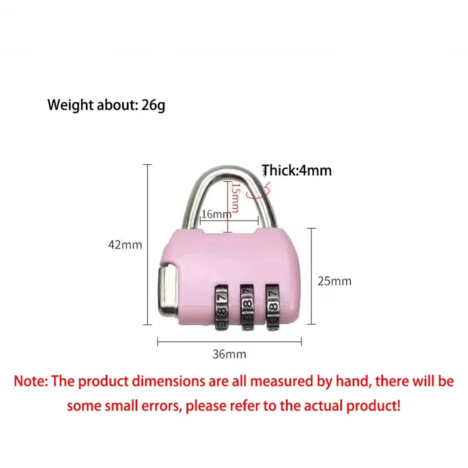 Cadenas de voyage en alliage de Zinc, sac à dos, petite valise de réinitialisation, mot de passe, serrure de cartable, Mini combinaison de 3 mots de passe, 1 pièces(Pink)