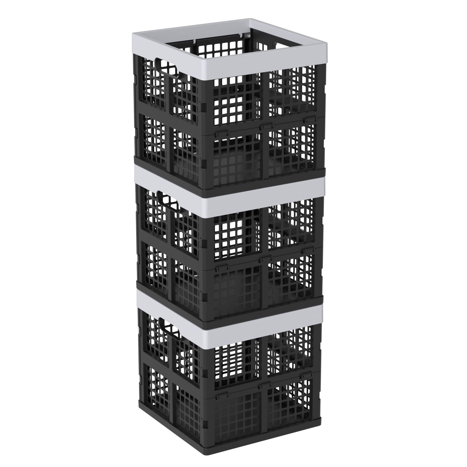 Tyminin 4 Pack Storage Milk Crate, Heavy Duty Versatile Box Organizers with Easy-Grip Handles, 11.15" L x 11.15" W x 10.75" H, Black
