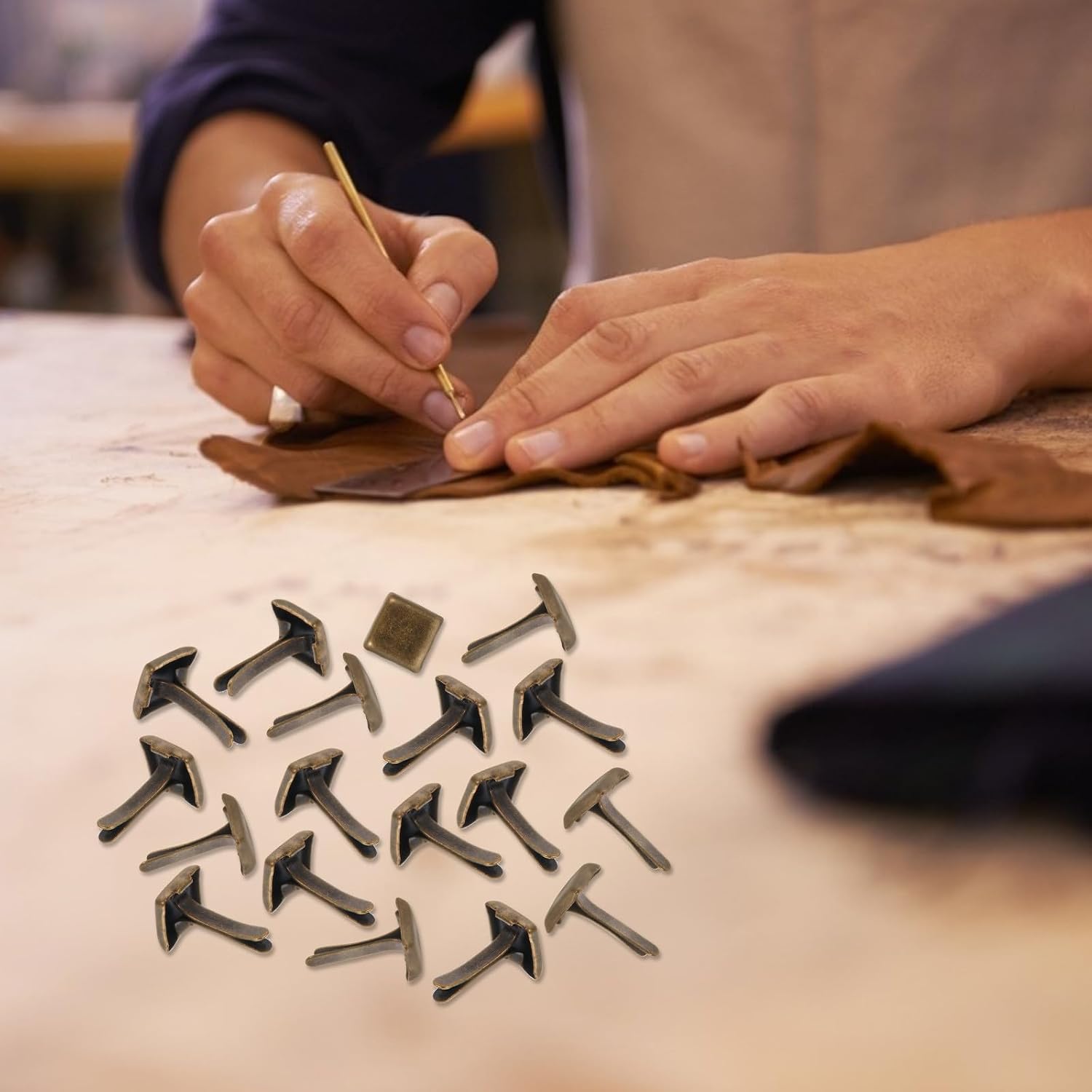 Square Double Leg Rivets 300 Pack Iron Decorative Craft Nails