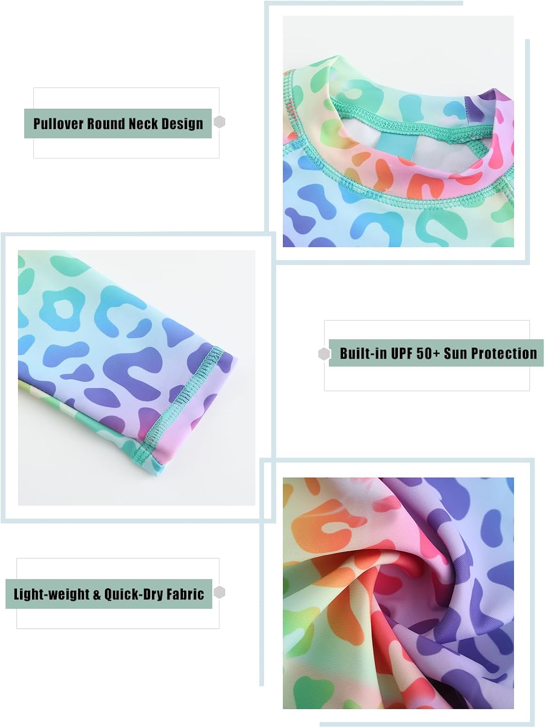 Girls Long Sleeve Swim Shirt Rash Guard for Girls One Piece Bathing Suits with UPF 50+ Sun Protection 3-16 Years - Image 4