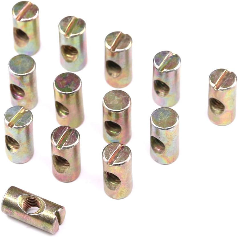 Hilitchi 20-Pcs M6 Pozidriv Slotted Barrel Nuts Cross Dowels Slotted Nuts for Furniture Beds Crib Chairs - M6 x 20mm