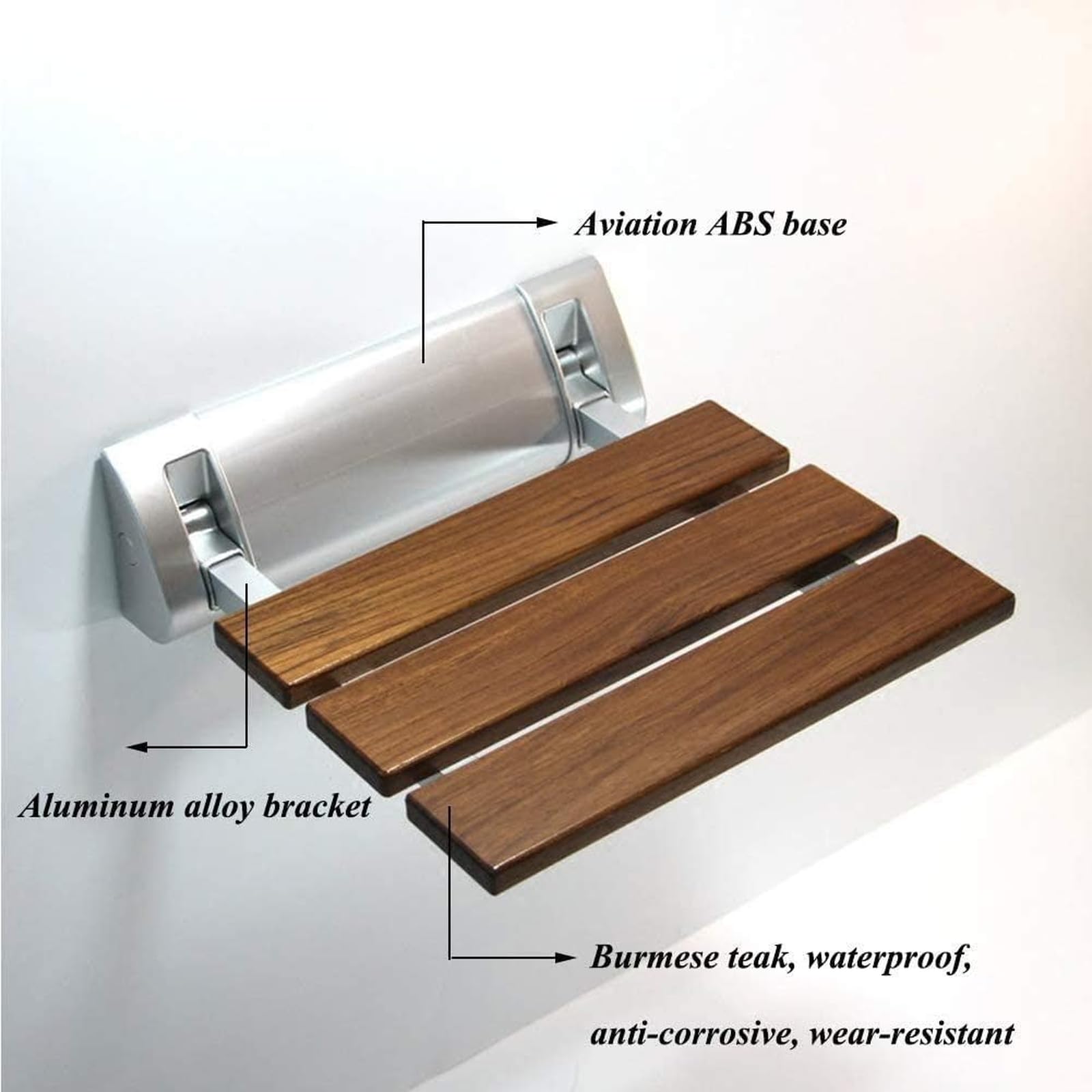 Asiento de Ducha Plegable Taburete de baño Plegable montado en la Pared de Madera Silla de Asiento de Ducha Plegable, soporta 330 lbs para Personas Mayores, discapacitados