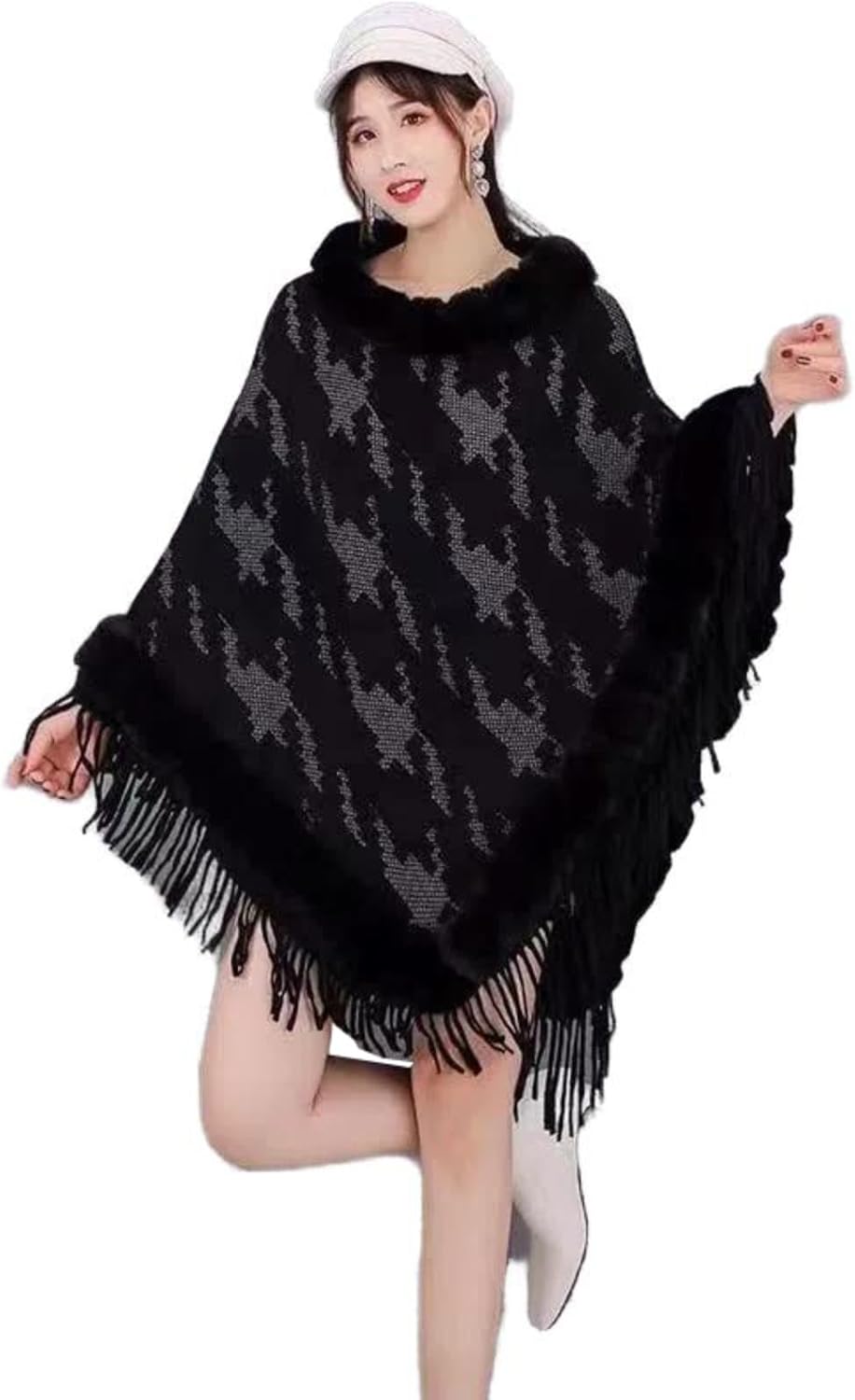 Autumn/Winter Shawl Cape Knitted Pullover Sweater Cape Coat