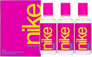 NIKE - Pink Pack de 3 x 30 ml, Colonia Mujer, Formato Viaje en Spray, Perfume Mujer, Eau de Toilette Natural y Femenina, Aroma Floral Afrutado, Fragancia Fresca