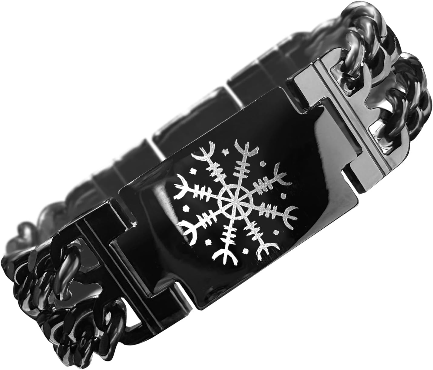 bahamut Mens Viking Odin Gungnir Stainless Steel Cool Cuban Chain Link Bracelet for Men,Norse Cuff Wristband Jewelry