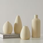 CEMABT Vase en céramique blanche - 4 Petits vases pour fleurs, Vases de fleurs uniques pour pièces centrales, Vase décoratif moderne pour la décoration maison Table d'entrée Librairie (blanc)