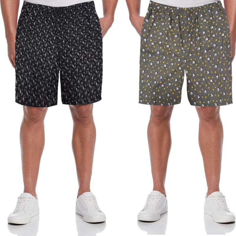 Image of Men's Cotton Shorts Waistband, Zip Fly, 1 Zip Pocket, Back Pockets (Pack of 2)