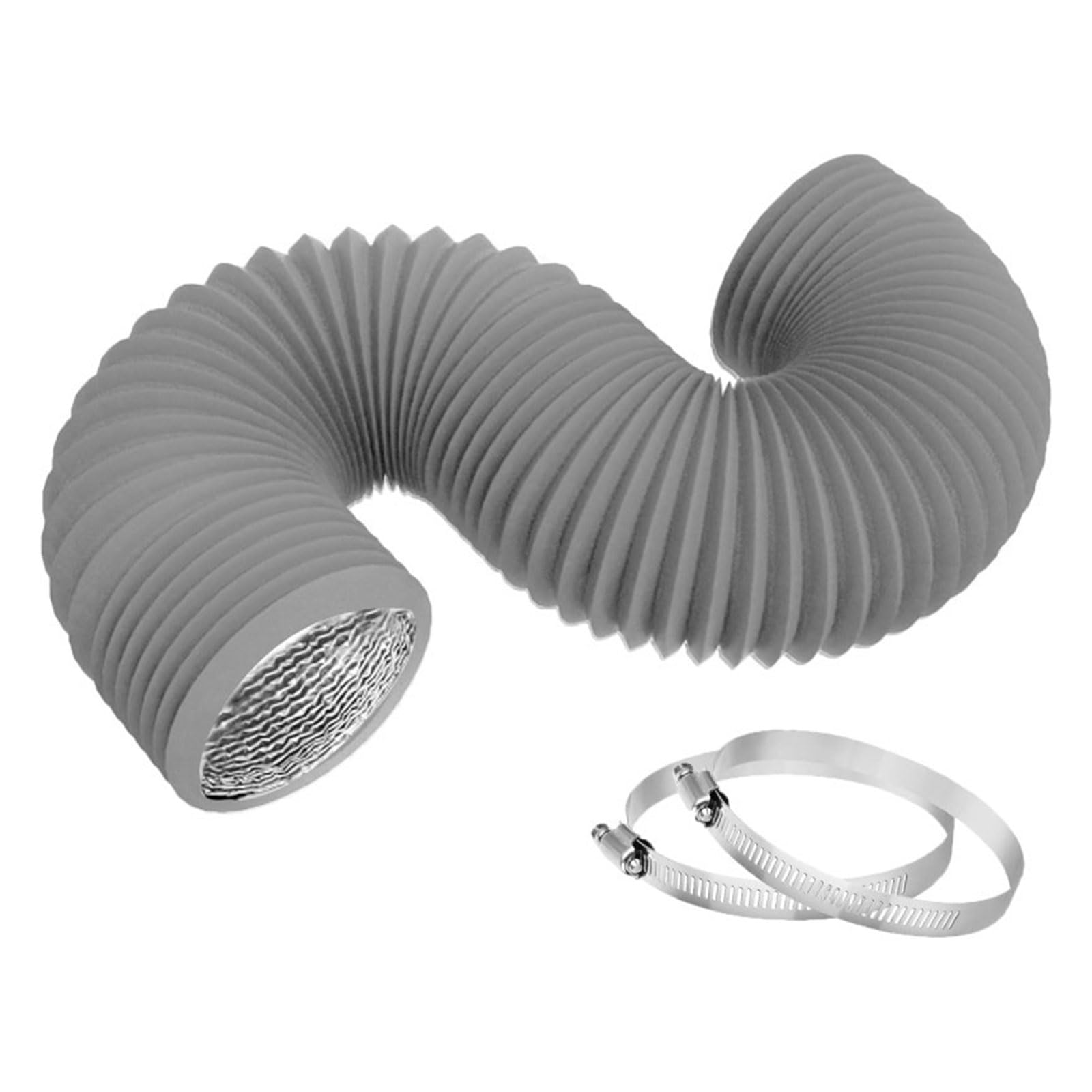 PANGBOER Aluminum Ducting Heavy Duty Dryer Vent Hoses for Heating Cooling Ventilation and Exhaust with 2 Duct Clamps Ventilation Dryer Vent Hoses